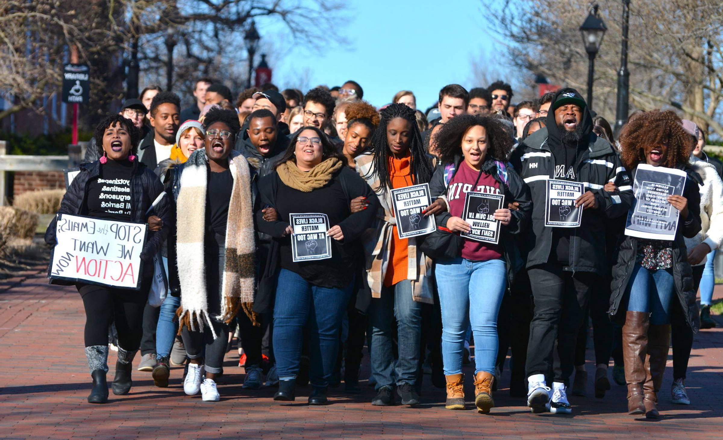 The Black Student Union led a march for social justice in February 2020.